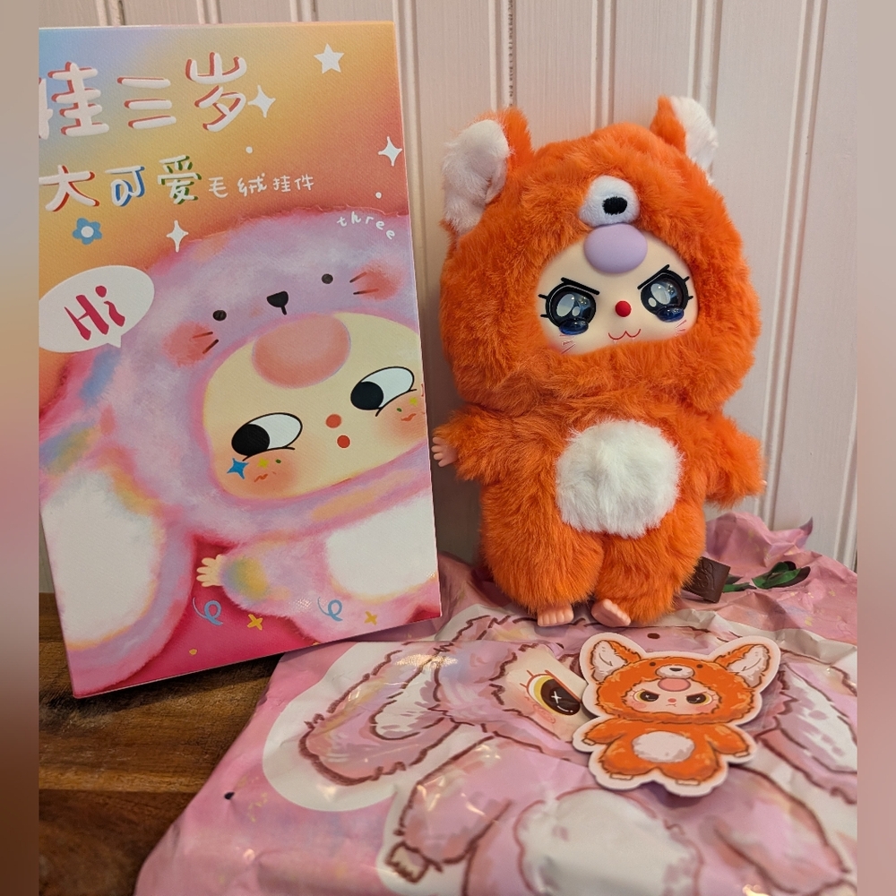 Baby Three Big Cute Plush Pendant - Fox